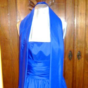 Blue Strapless David's Bridal Dress with Matching Scarf, size 8